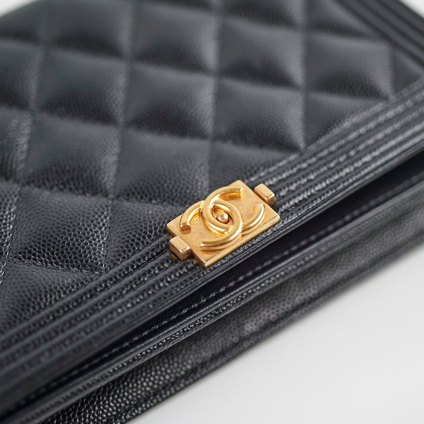 Chanel Boy Caviar Black Wallet On Chain