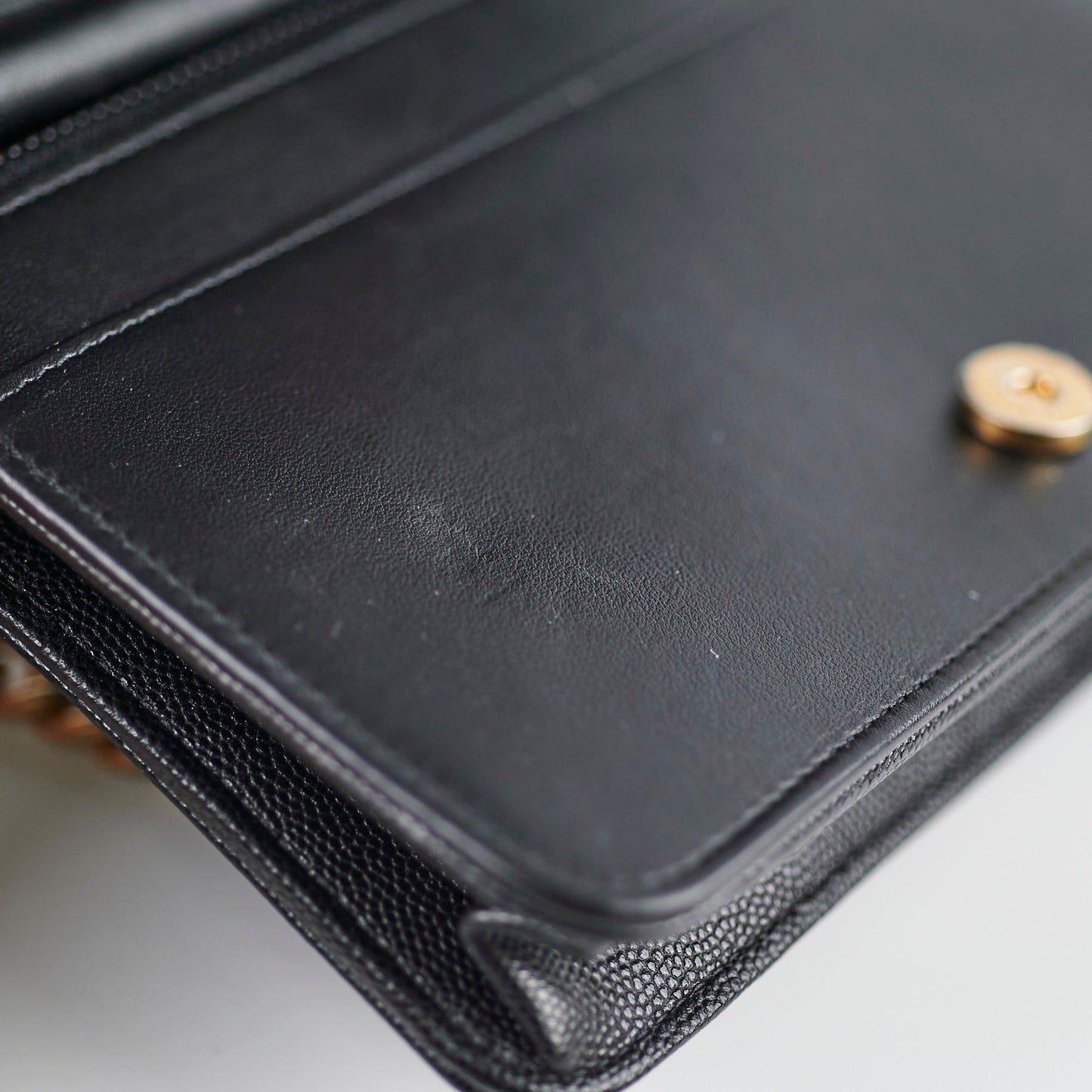 Chanel Boy Caviar Black Wallet On Chain