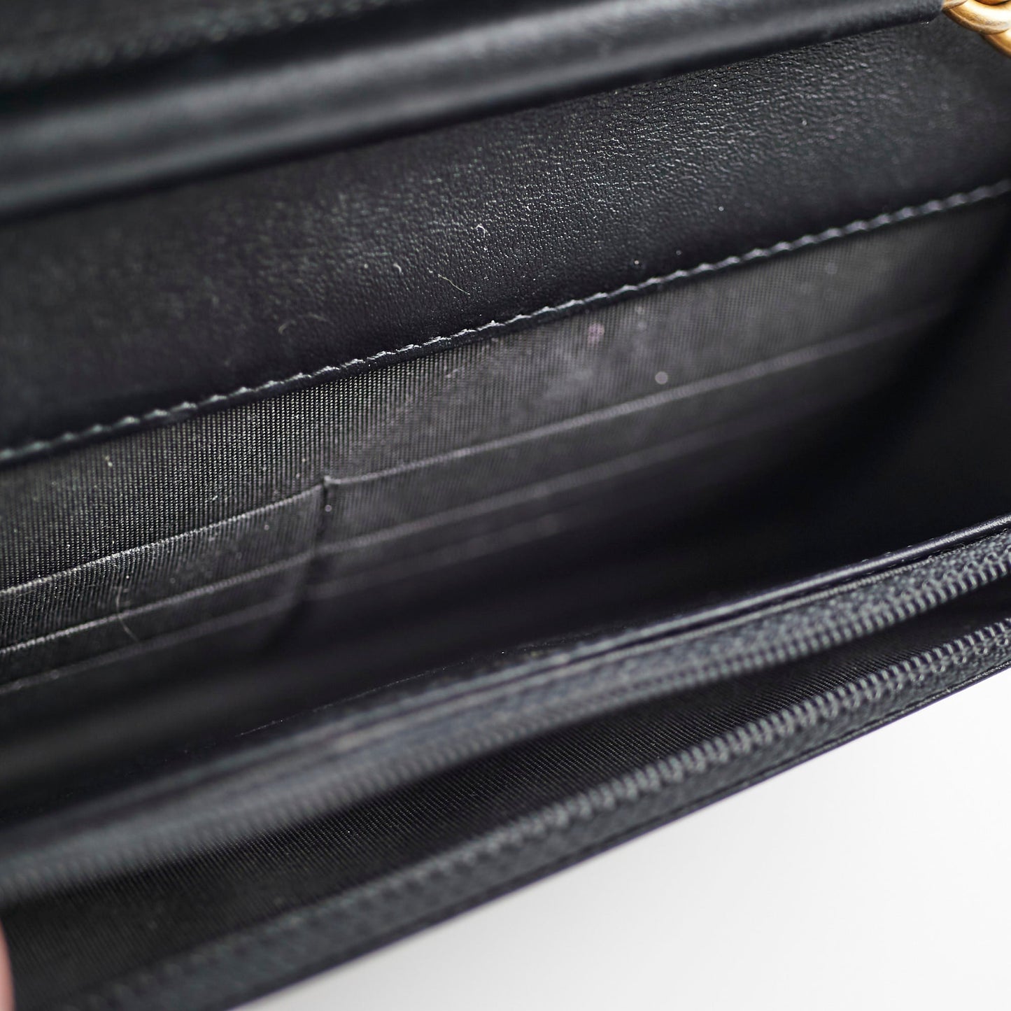 Chanel Boy Caviar Black Wallet On Chain