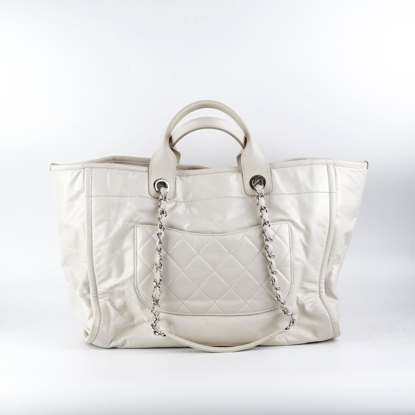 Chanel Calfskin Deauville White Tote