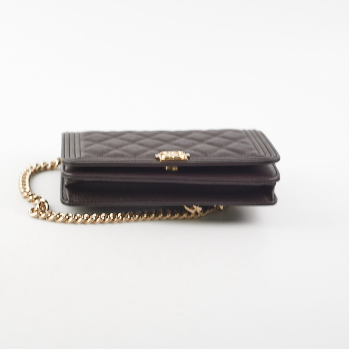 Chanel Wallet On Chain (WOC) Boy Caviar Dark Brown