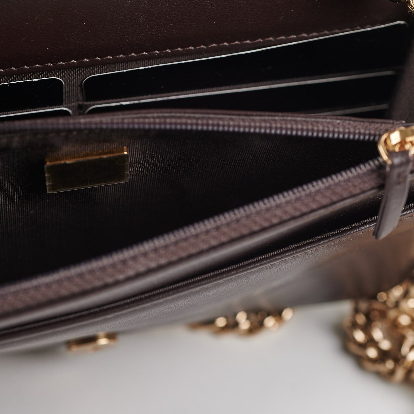 Chanel Wallet On Chain (WOC) Boy Caviar Dark Brown