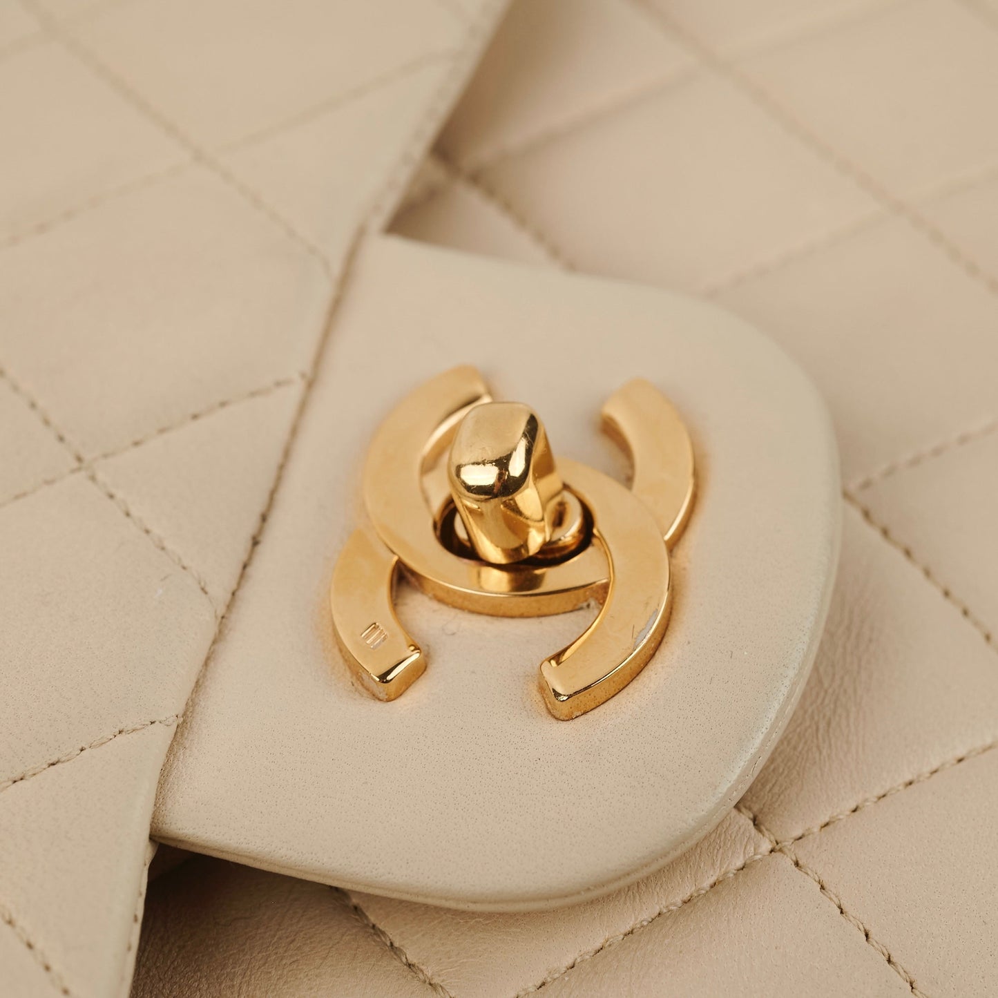 Chanel Small  Double Flap Lambskin Beige