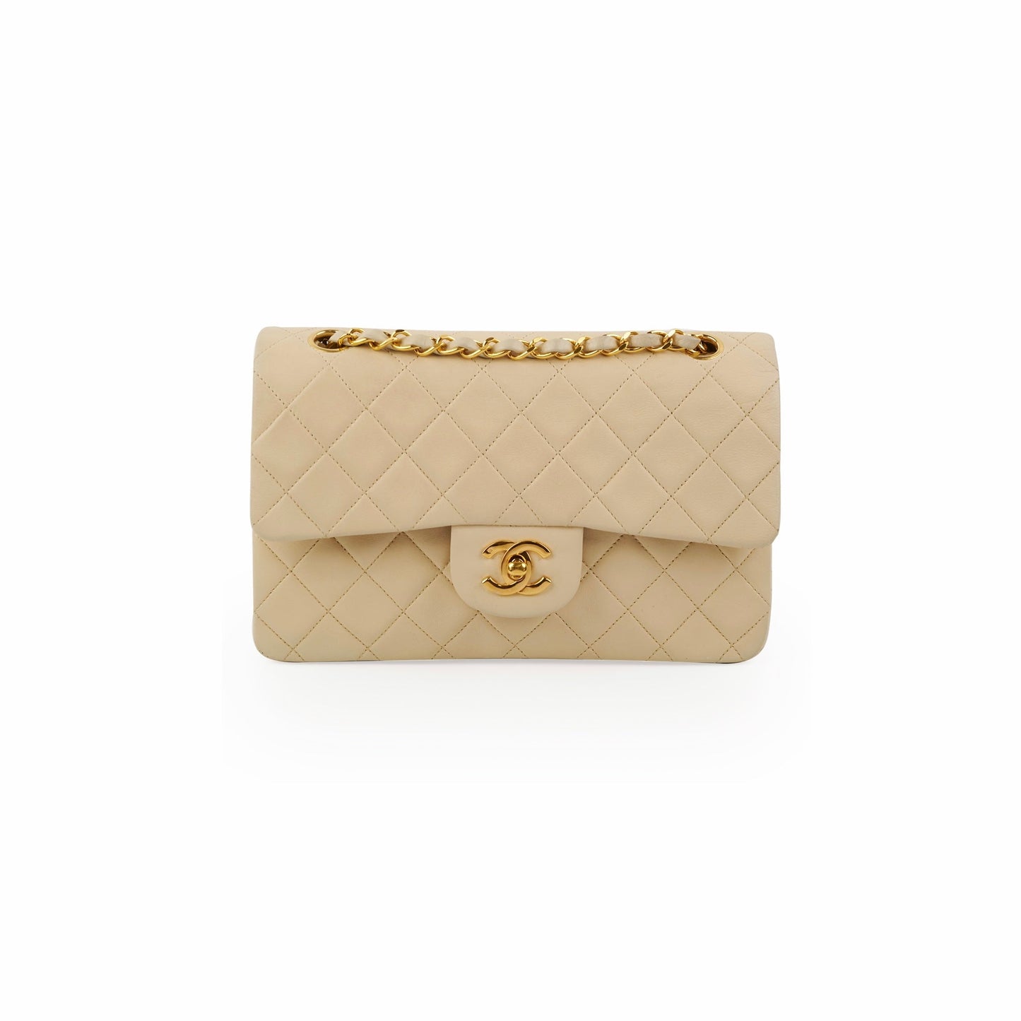 Chanel Small  Double Flap Lambskin Beige
