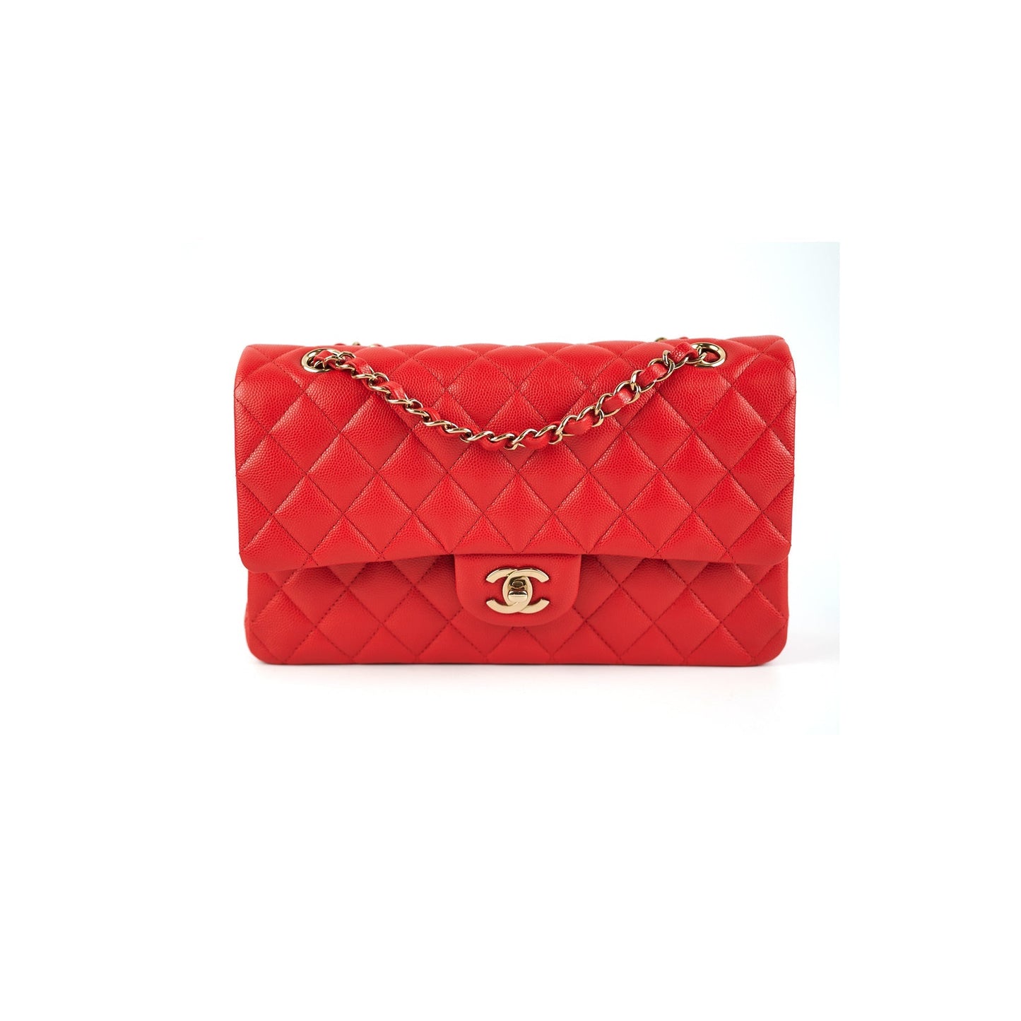 Chanel Caviar Medium/Large Double Classic Flap Red Microchip