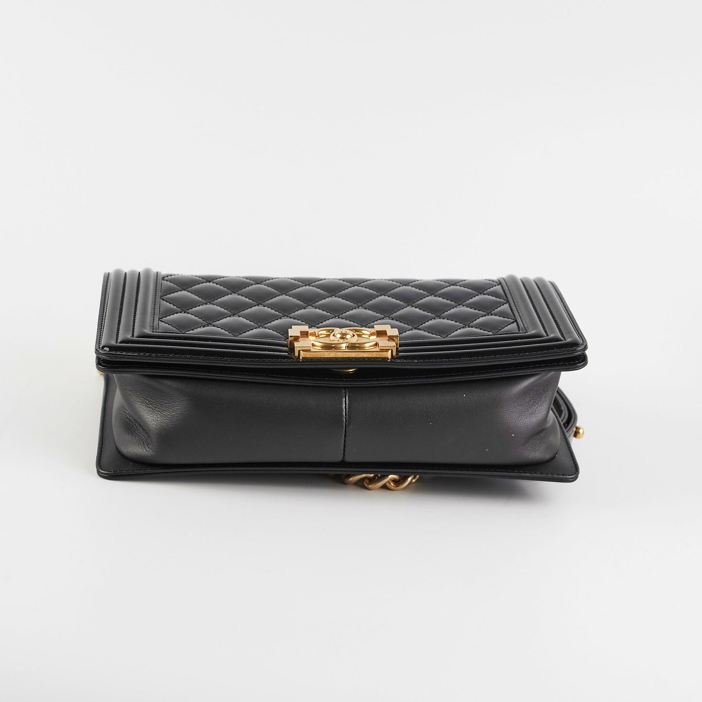 Chanel Old Medium Boy Patent Black