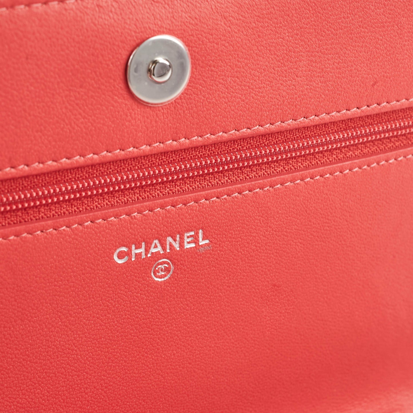 Chanel Lambskin Wallet On Chain WOC Color Pop Blue/Pink