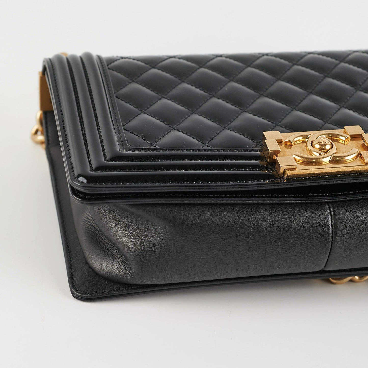 Chanel Old Medium Boy Patent Black