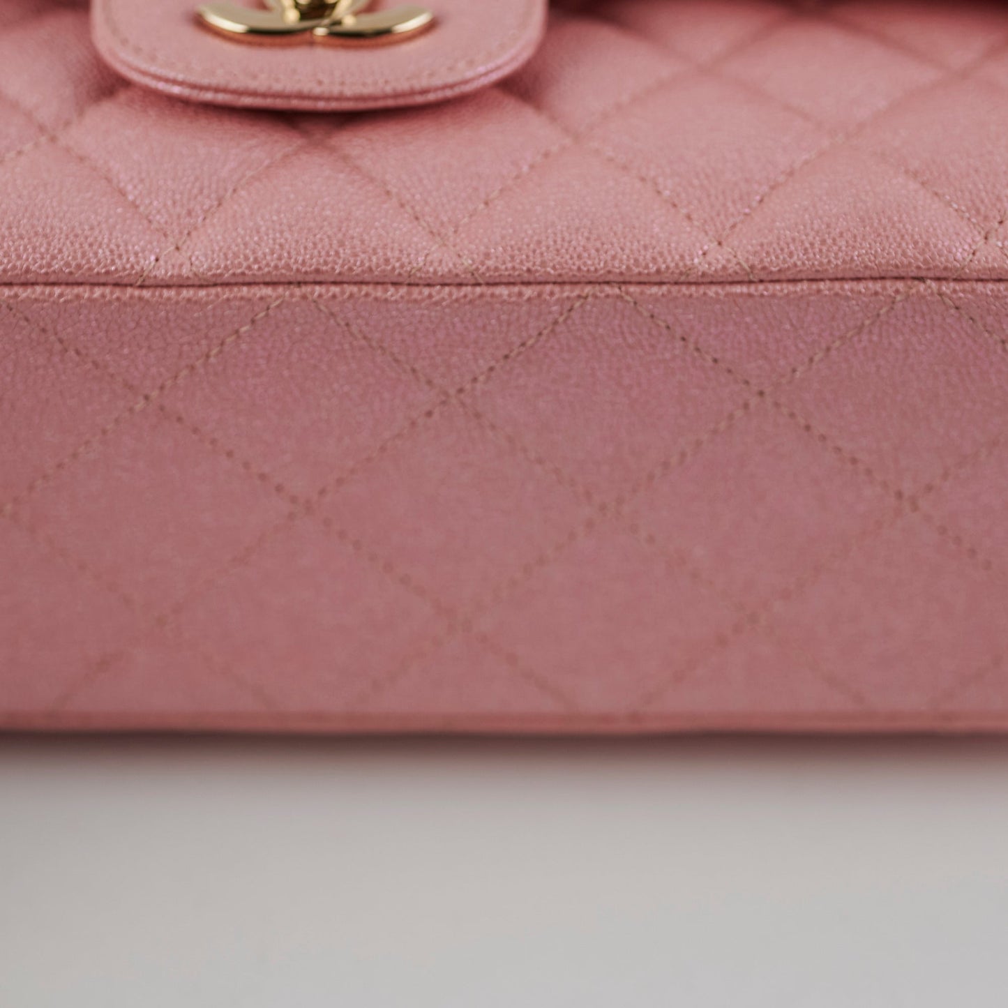 Chanel Medium/Large Caviar Double Classic Flap Iridescent Pink