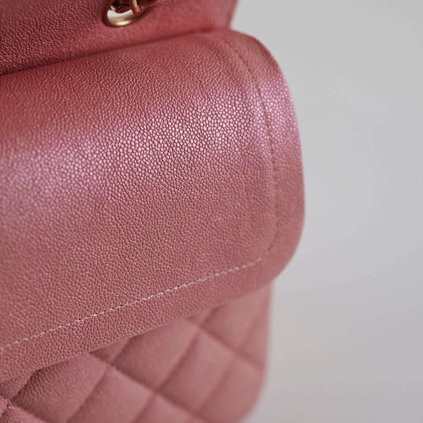 Chanel Medium/Large Caviar Double Classic Flap Iridescent Pink