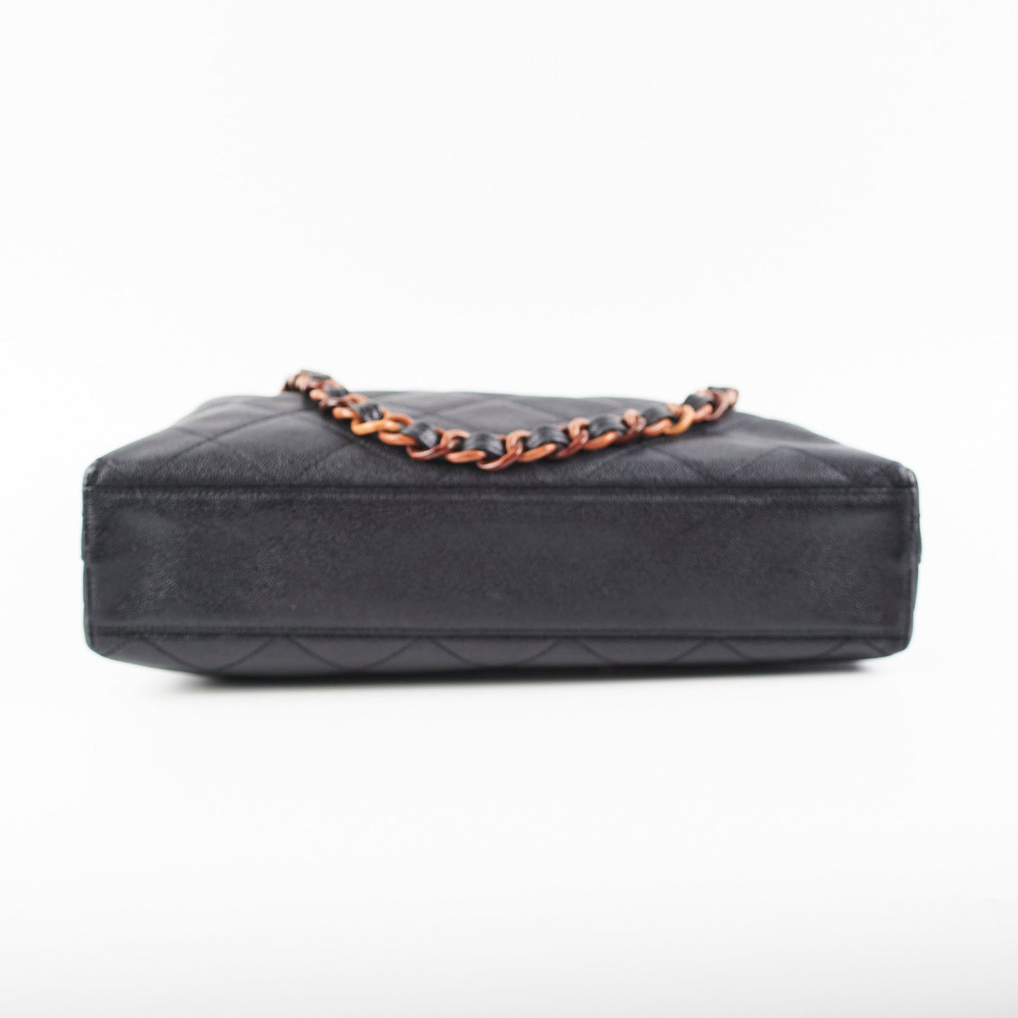 Chanel Caviar  Tortoise Shell Chain Black Tote Bag Black