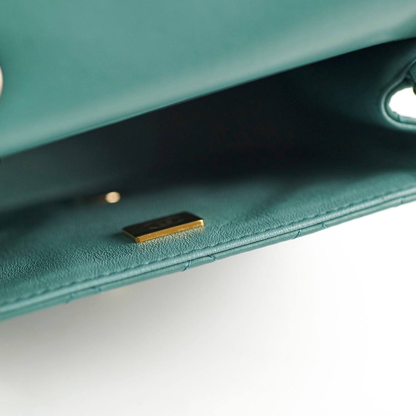 Chanel Mini Square Flap Bag Lambskin Teal Microchip