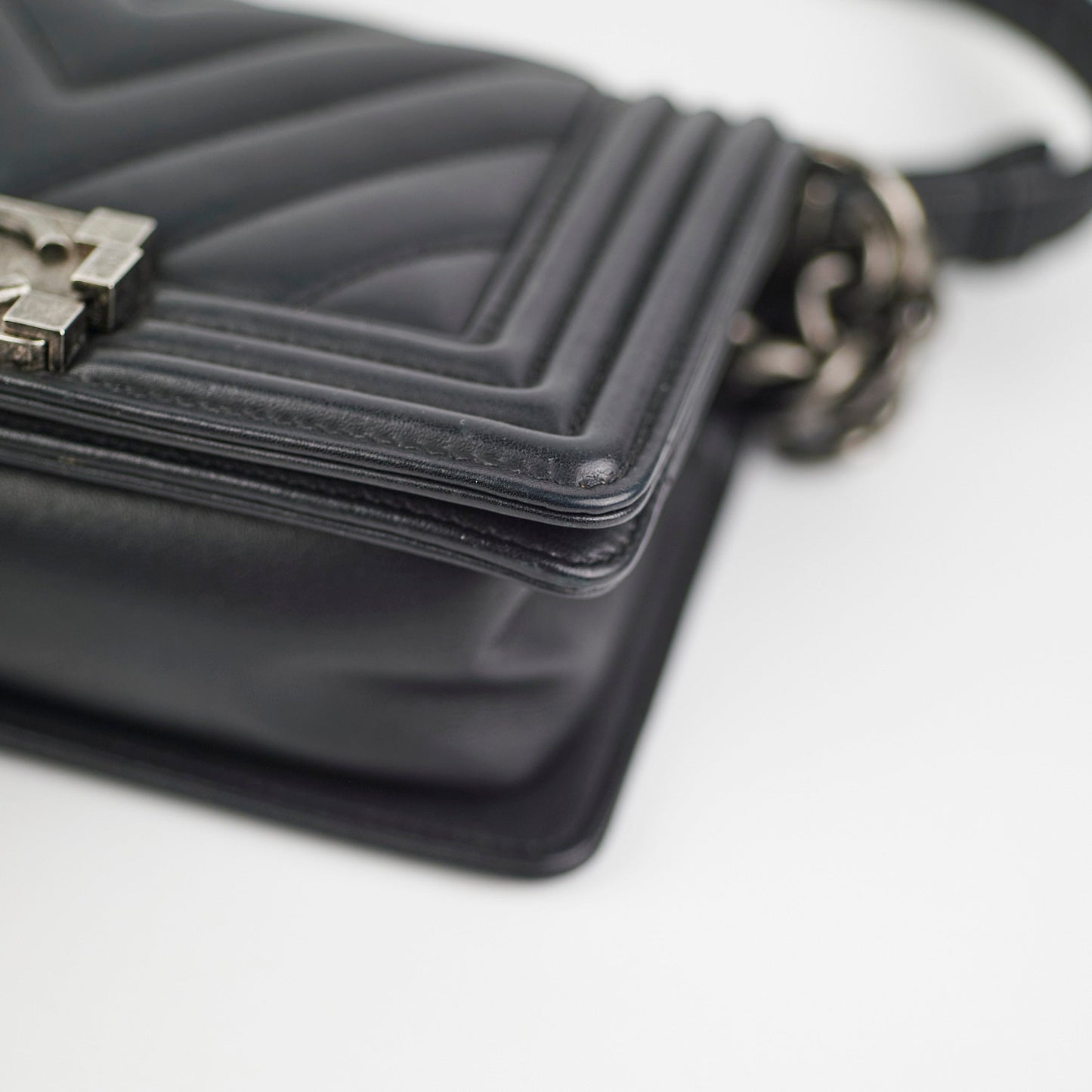 ITEM 29 - Chanel Small Chevron Boy Calfskin Black