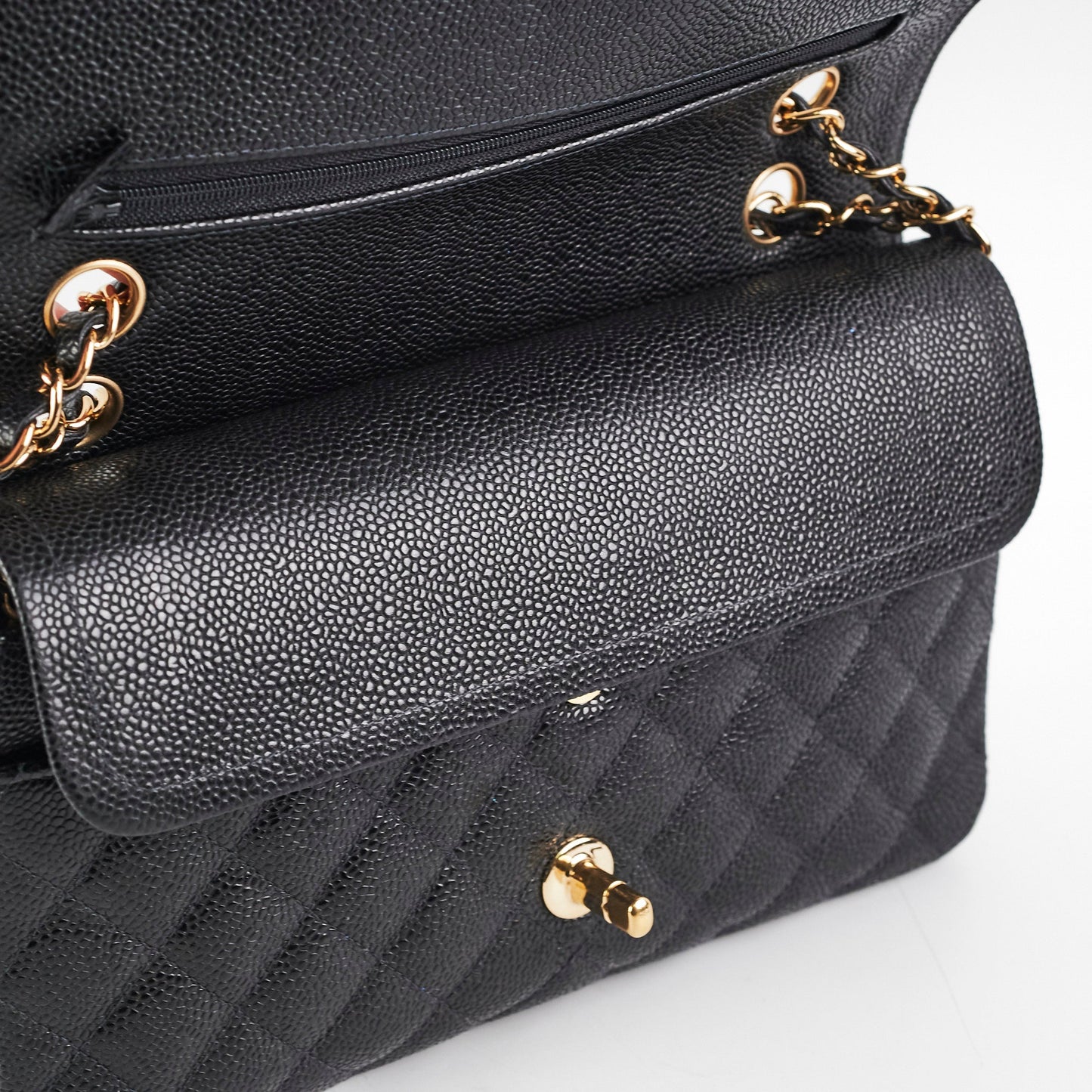 Chanel Medium/Large Classic Flap Caviar Black - Series 8