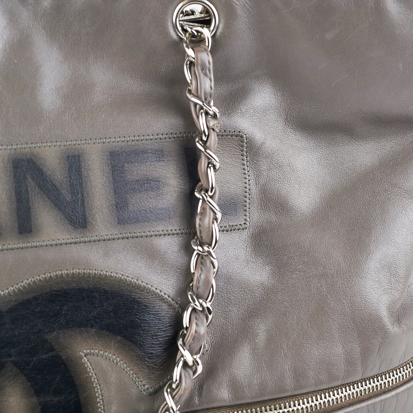 Chanel Grey Soft Calfskin Tote Bag