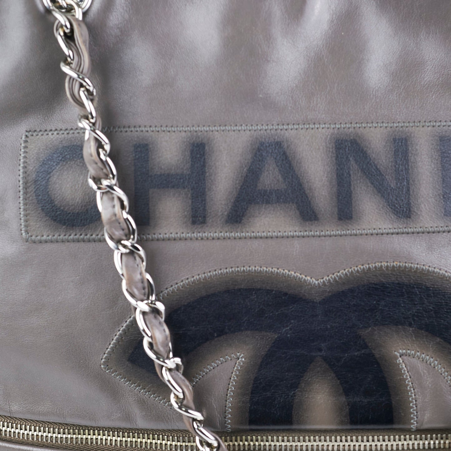 Chanel Grey Soft Calfskin Tote Bag