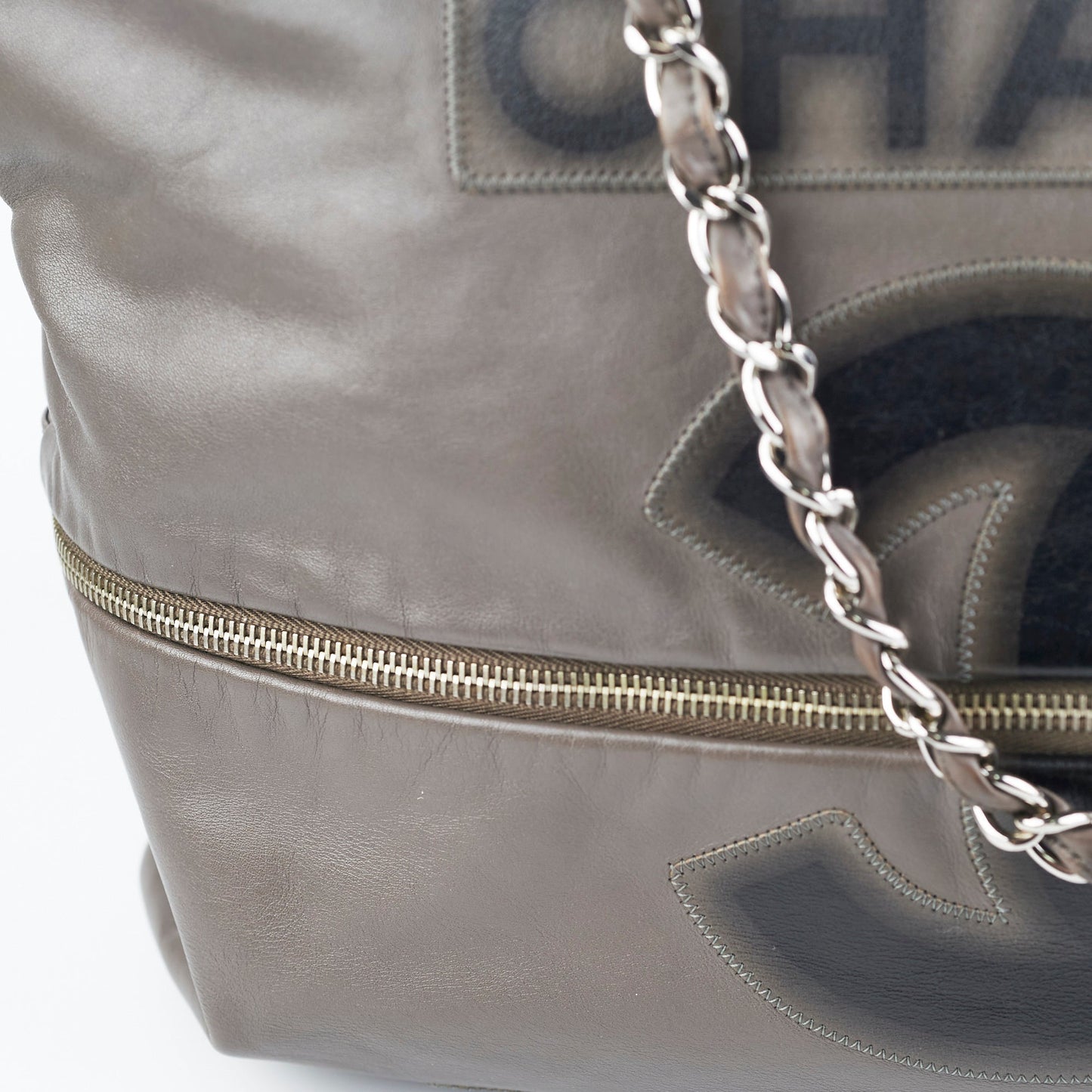 Chanel Grey Soft Calfskin Tote Bag