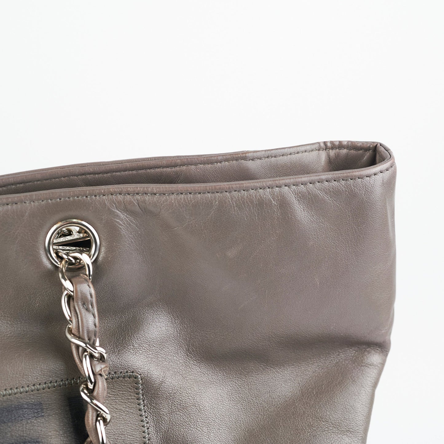 Chanel Grey Soft Calfskin Tote Bag