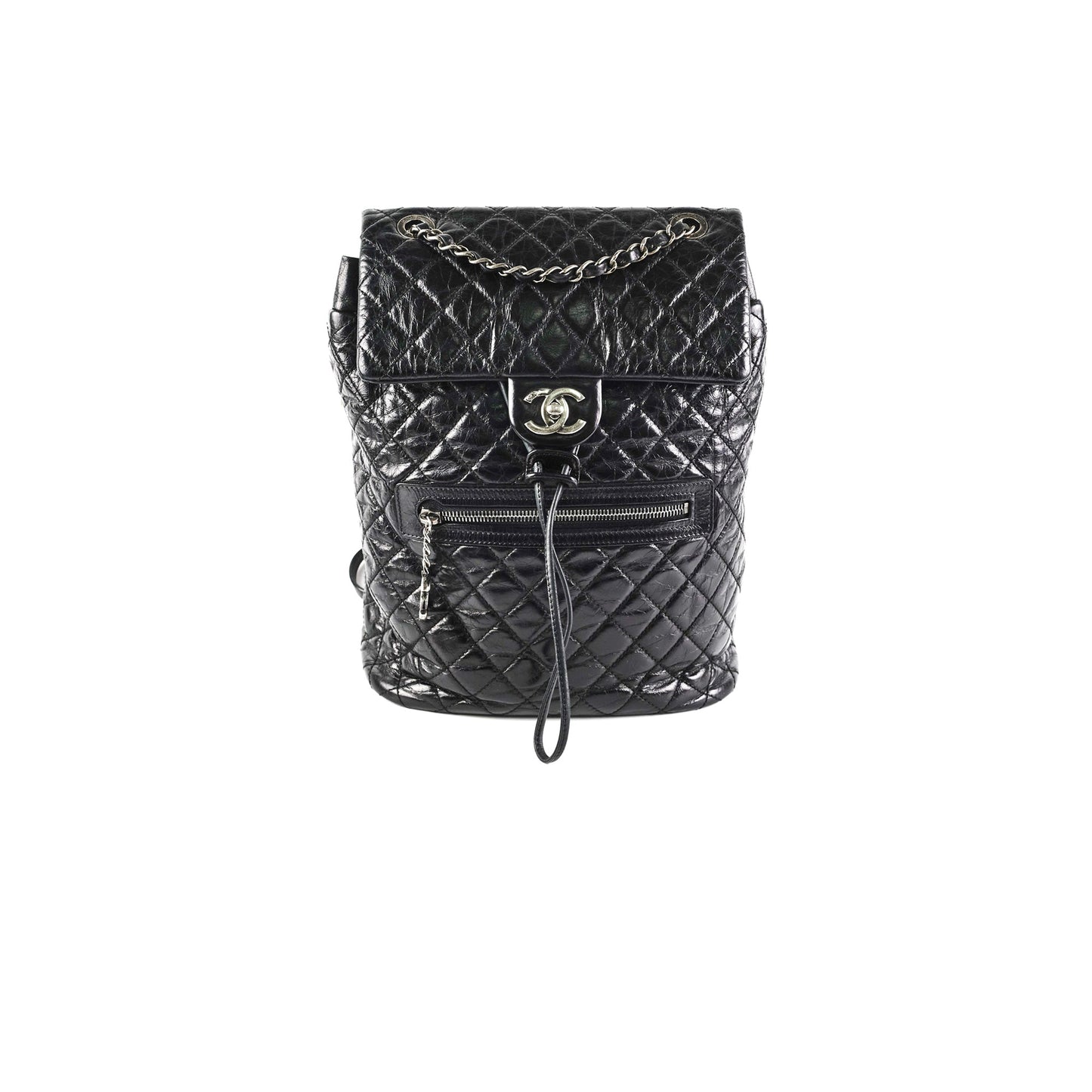Chanel Black Distressed Calfskin Backpack