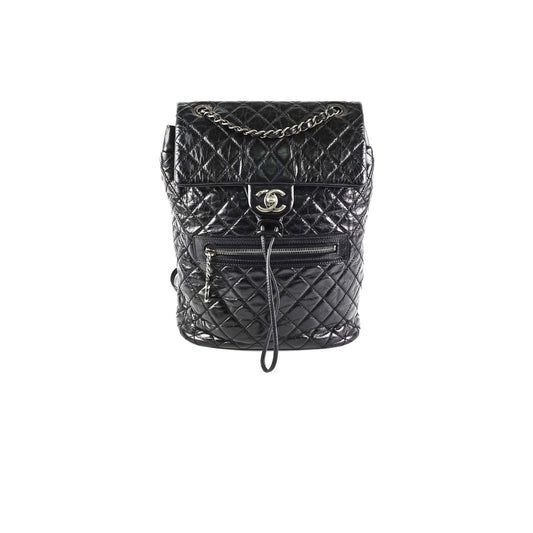 Chanel Black Distressed Calfskin Backpack