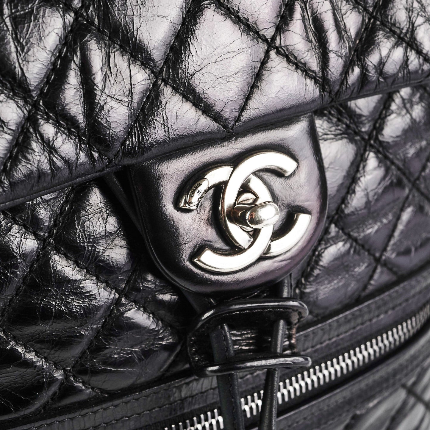 Chanel Black Distressed Calfskin Backpack