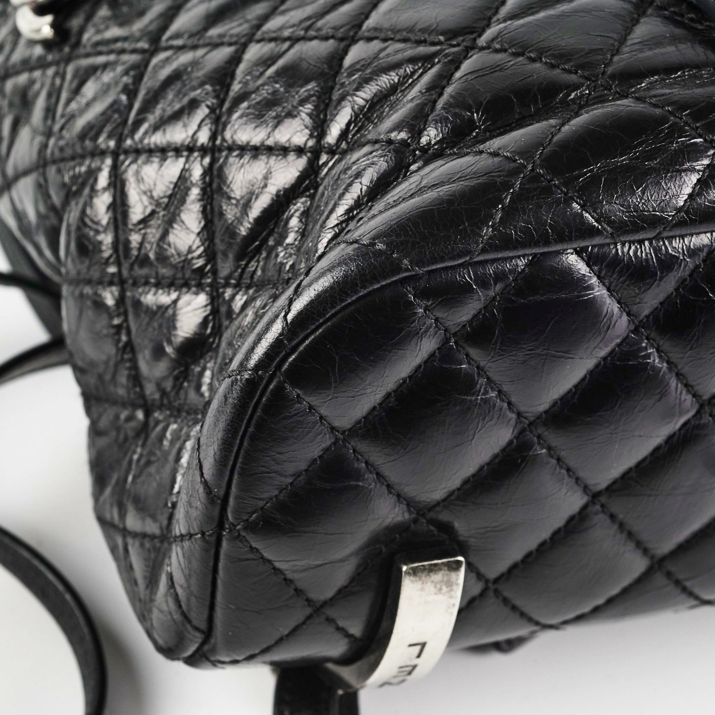 Chanel Black Distressed Calfskin Backpack