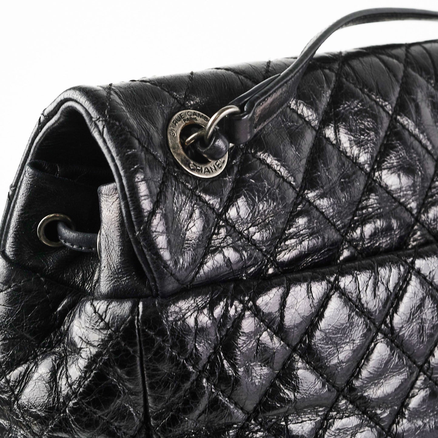 Chanel Black Distressed Calfskin Backpack