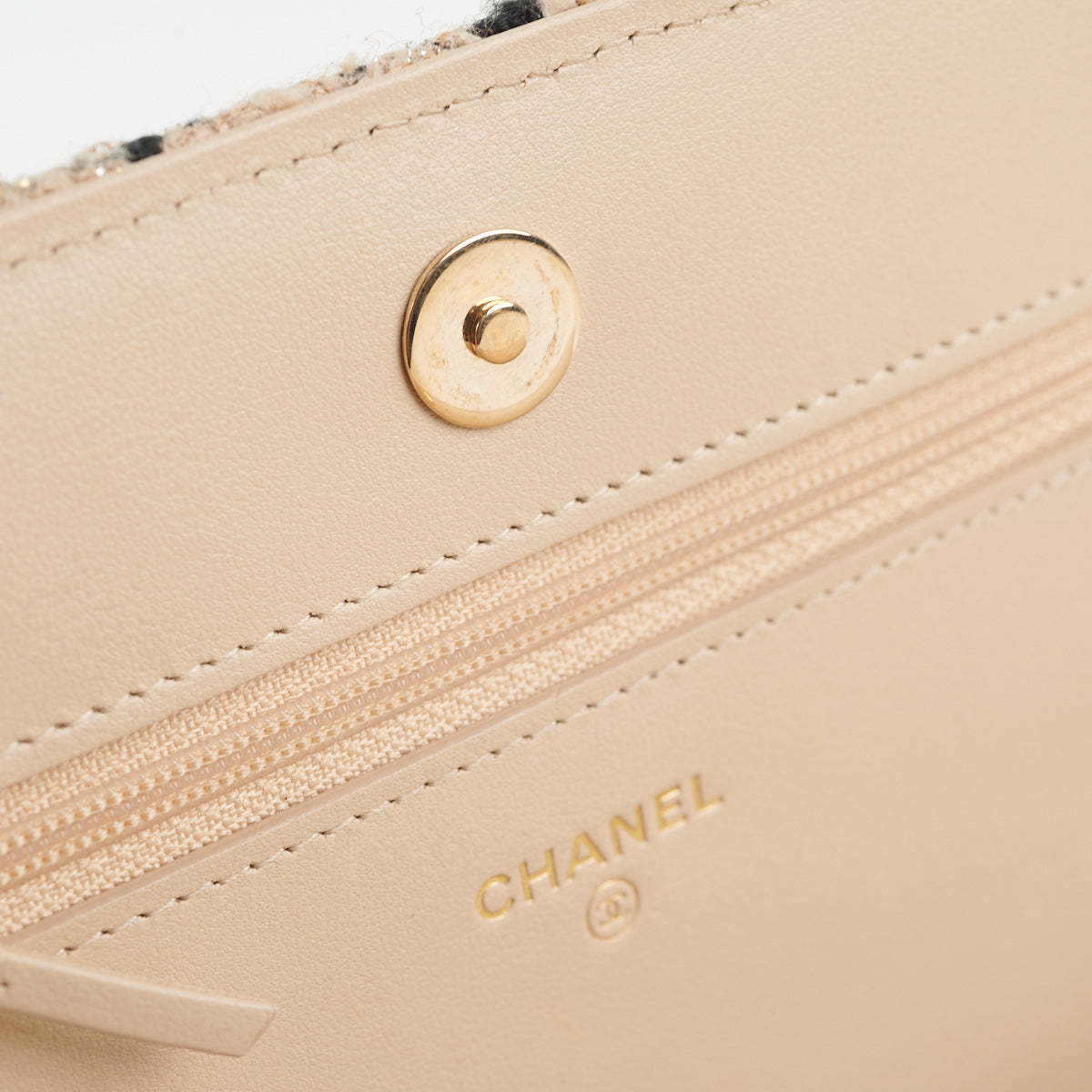 Chanel Tweed Wallet On Chain WOC with Detachable Pouch