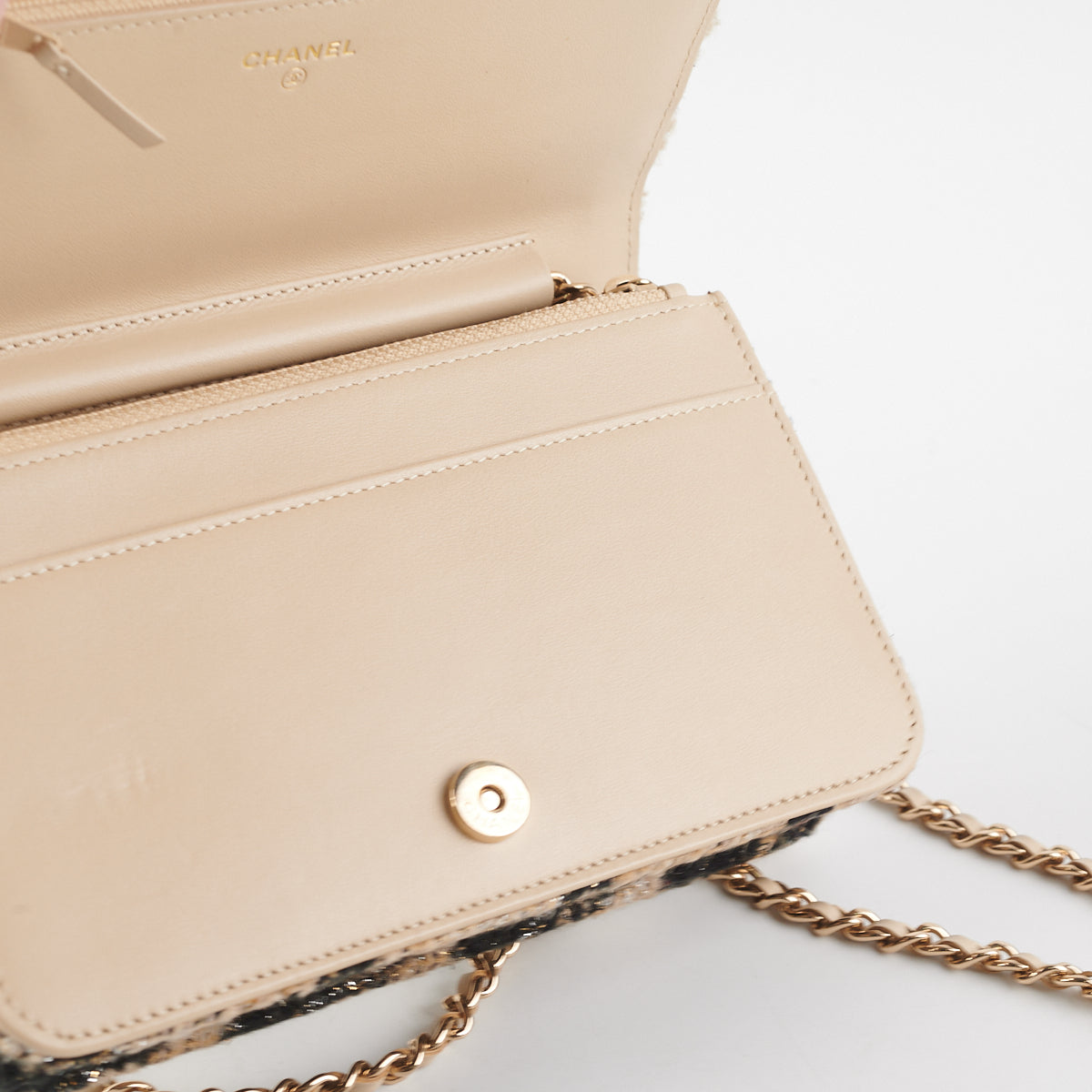 Chanel Tweed Wallet On Chain WOC with Detachable Pouch