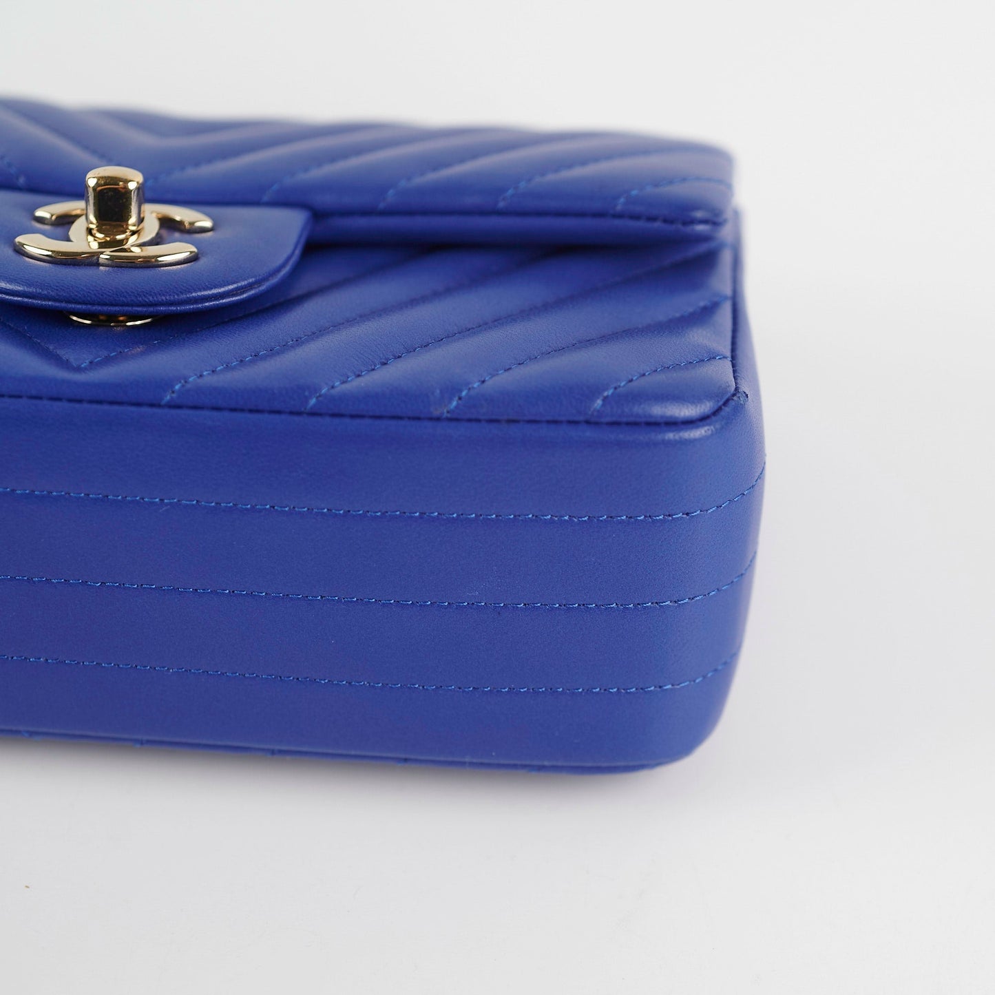 Chanel Mini Rectangular Chevron Blue