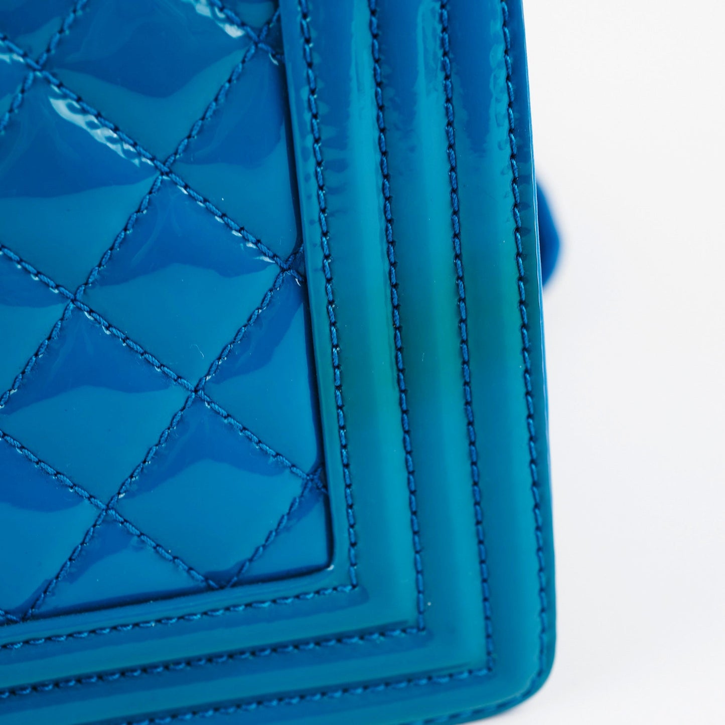 Chanel Boy Old Medium Turquoise Blue Patent