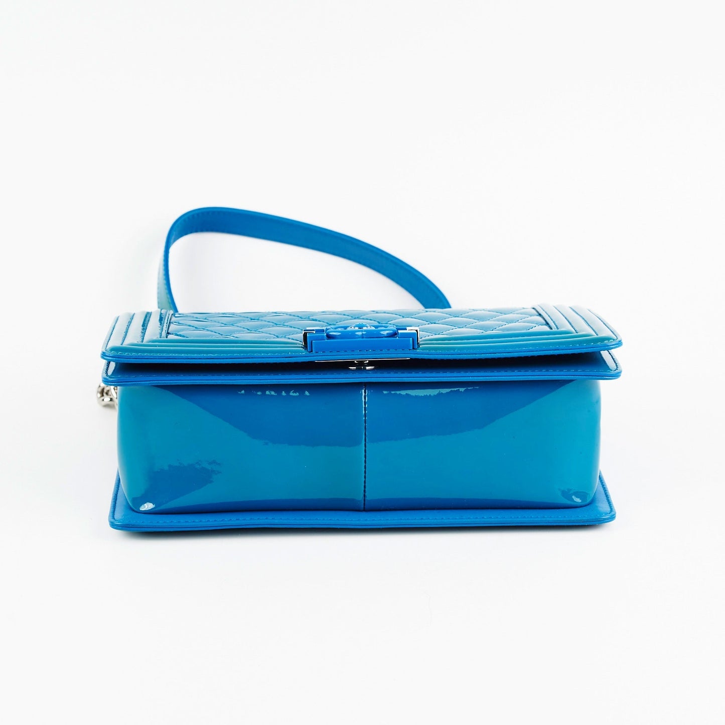Chanel Boy Old Medium Turquoise Blue Patent
