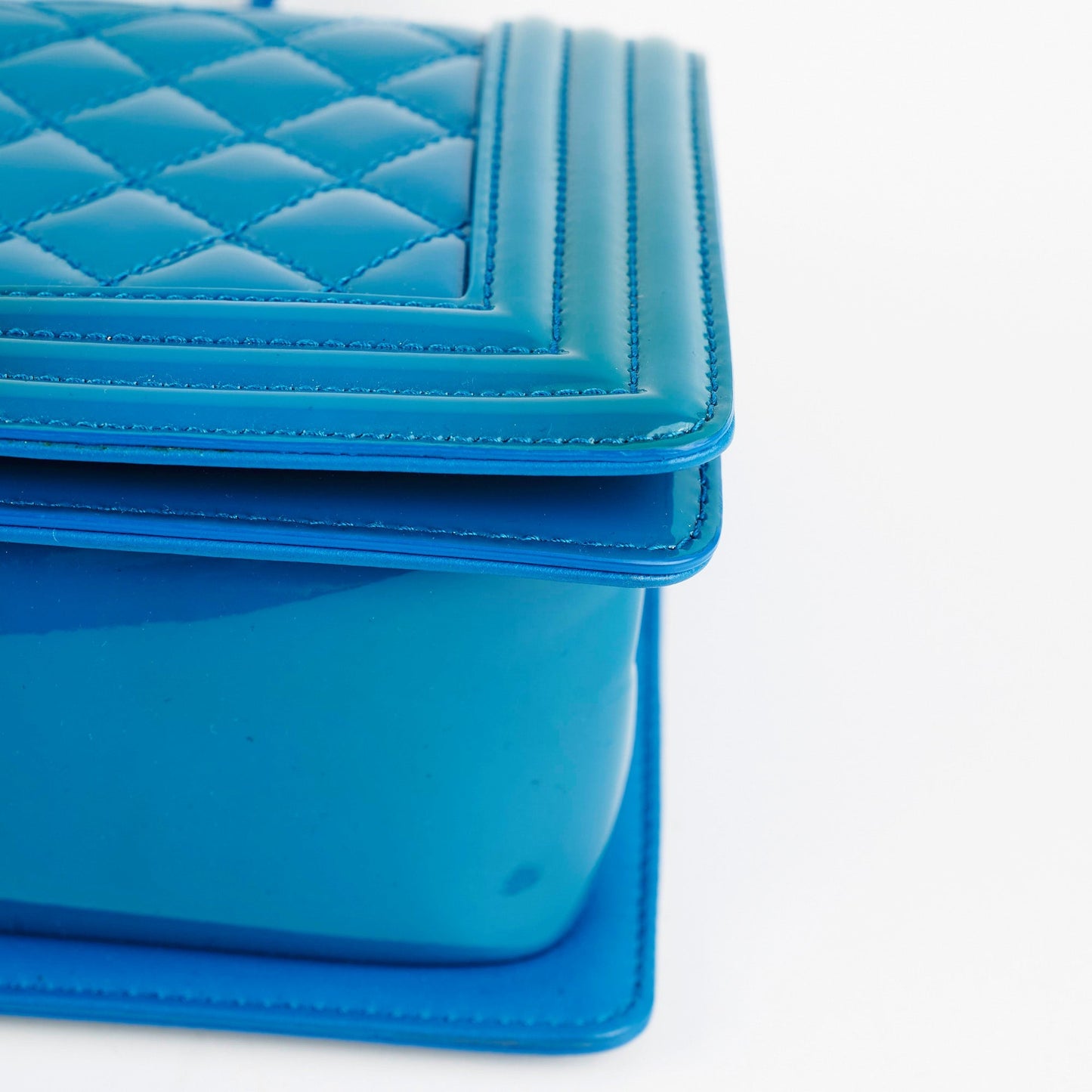 Chanel Boy Old Medium Turquoise Blue Patent