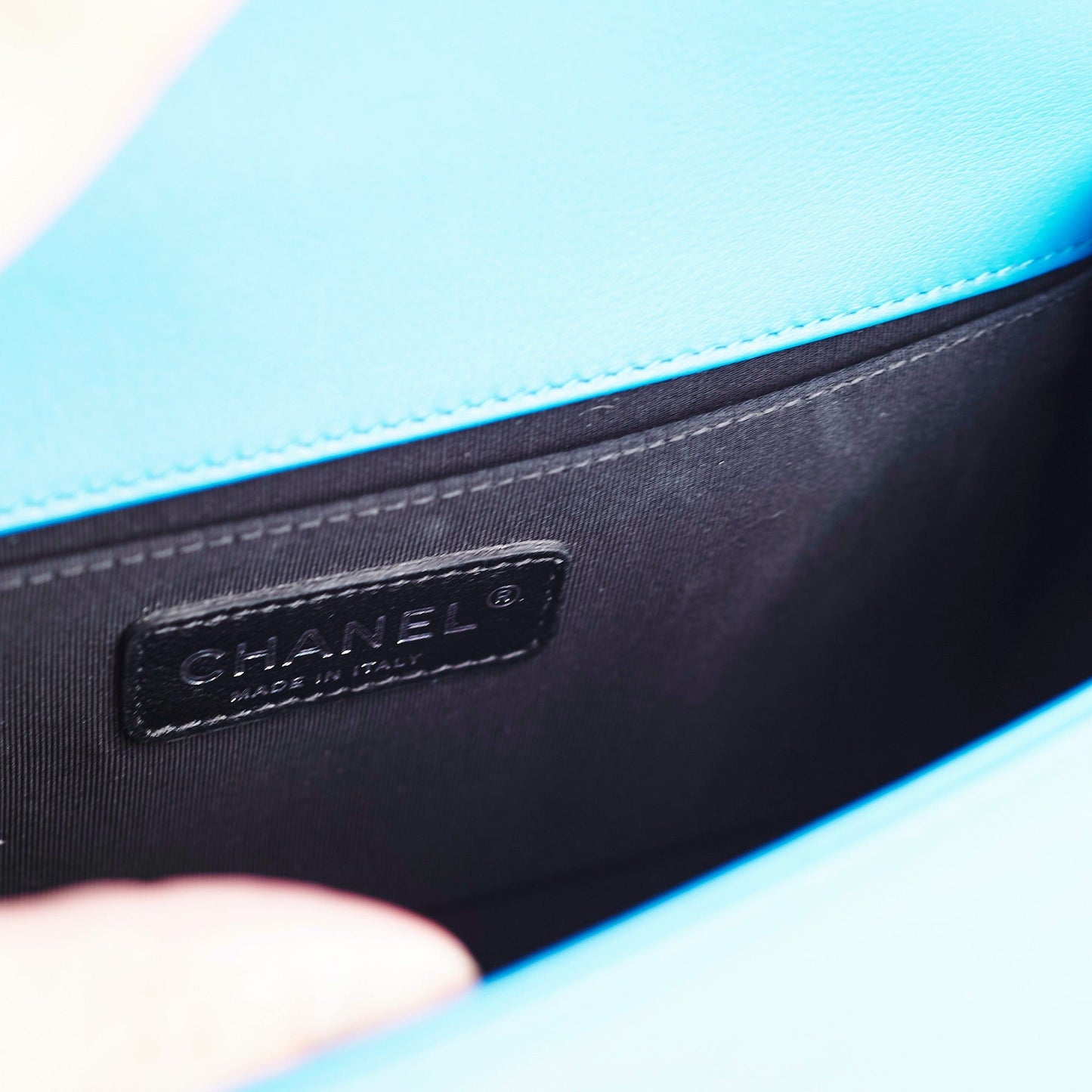 Chanel Boy Old Medium Turquoise Blue Patent