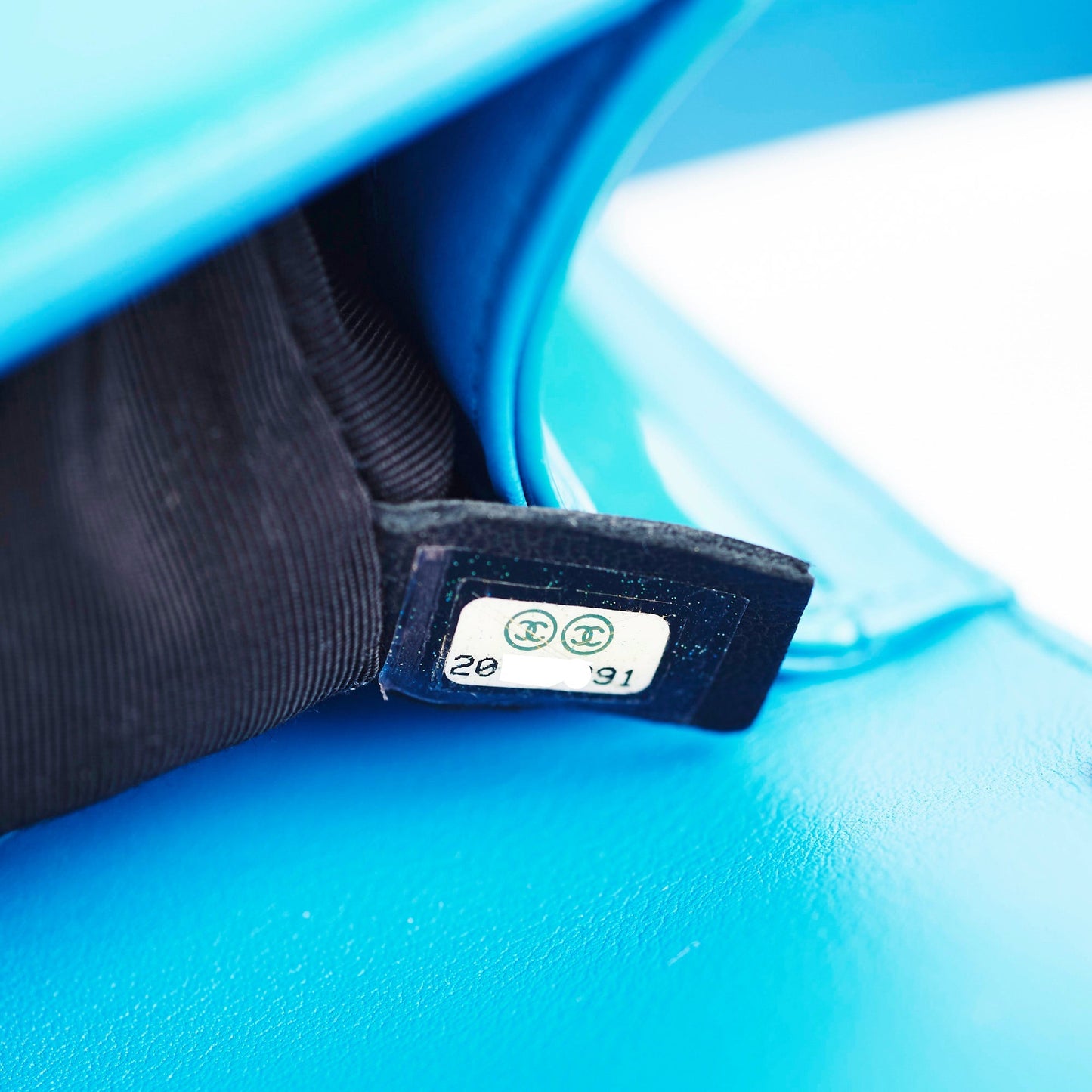 Chanel Boy Old Medium Turquoise Blue Patent