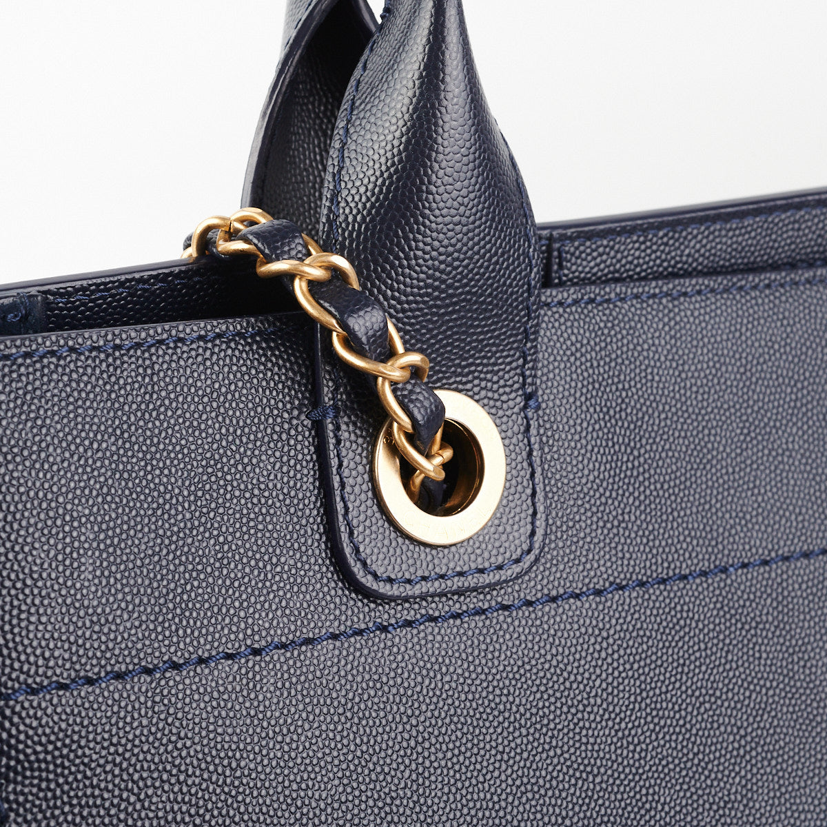 Chanel Deauville Small Caviar Tote Navy