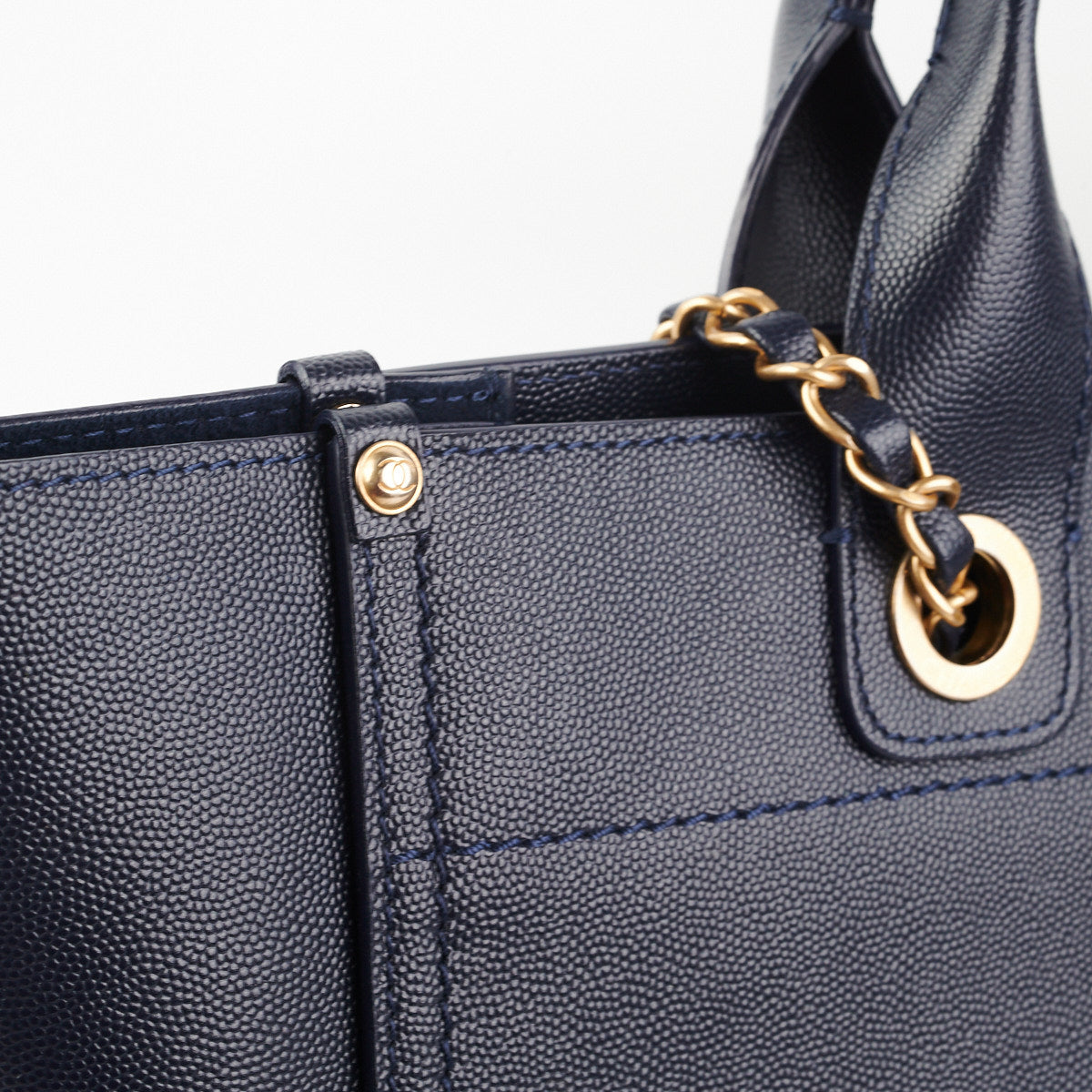 Chanel Deauville Small Caviar Tote Navy