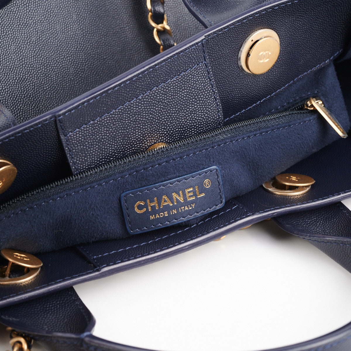 Chanel Deauville Small Caviar Tote Navy