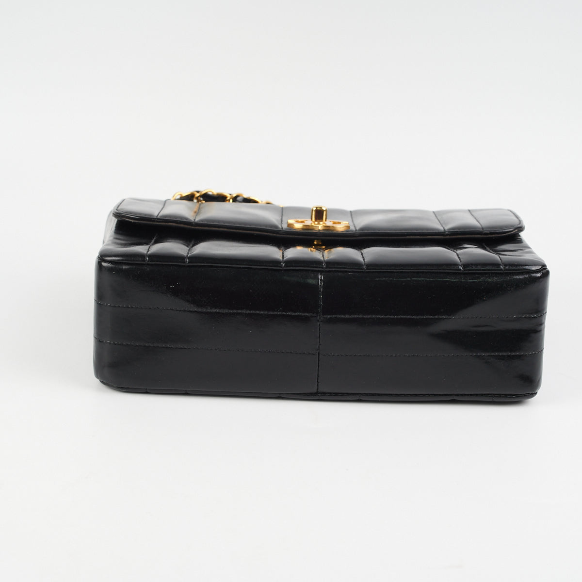 Chanel  Vertical Half Flap Black Shiny Leather