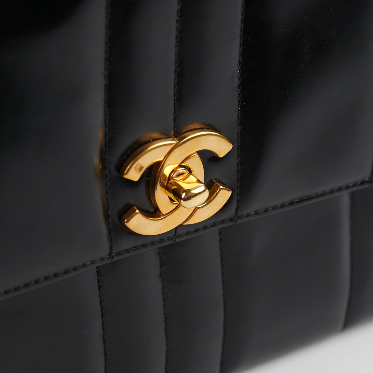 Chanel  Vertical Half Flap Black Shiny Leather