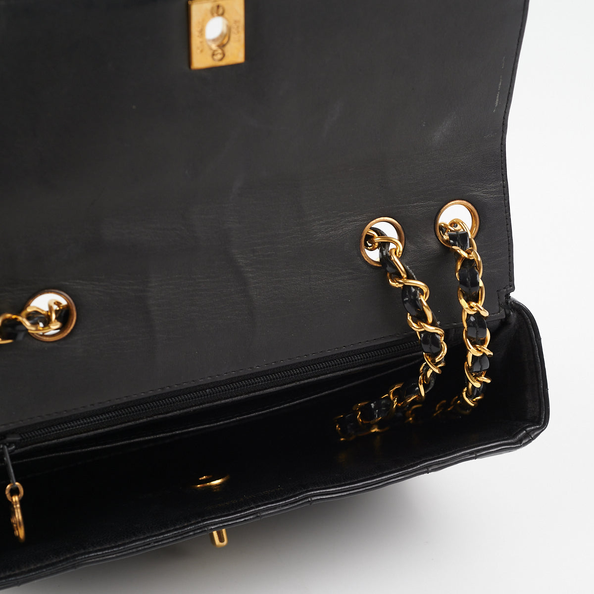 Chanel  Vertical Half Flap Black Shiny Leather