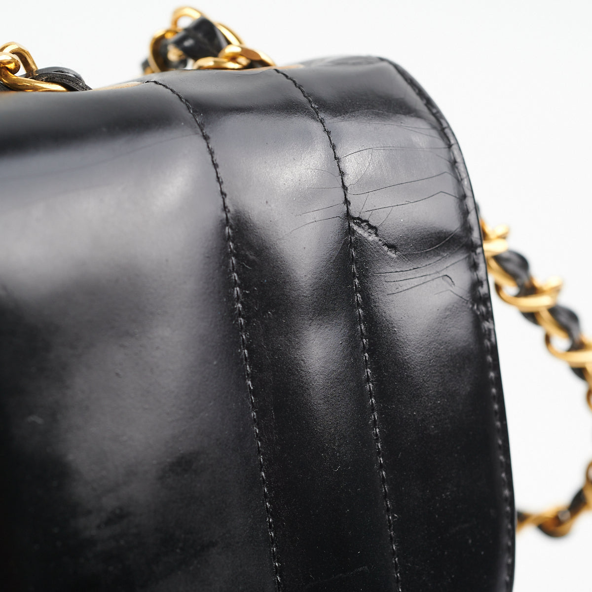 Chanel  Vertical Half Flap Black Shiny Leather