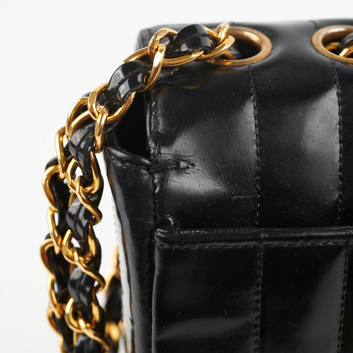 Chanel  Vertical Half Flap Black Shiny Leather