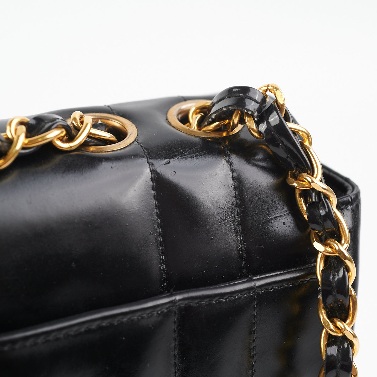 Chanel  Vertical Half Flap Black Shiny Leather