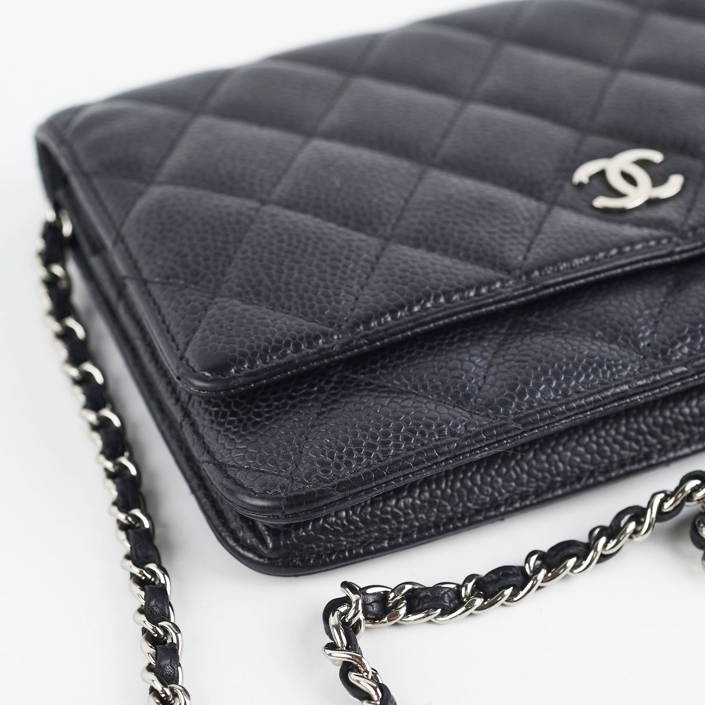 Chanel Caviar Wallet on Chain WOC Black