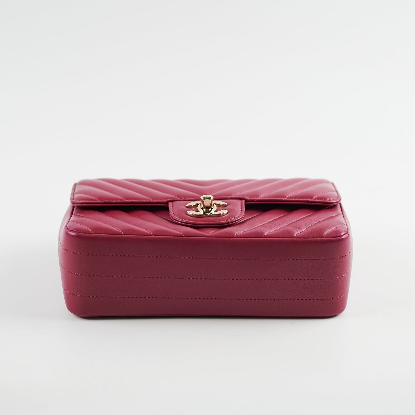 Chanel Mini Rectangular Dark Pink Chevron Lambskin