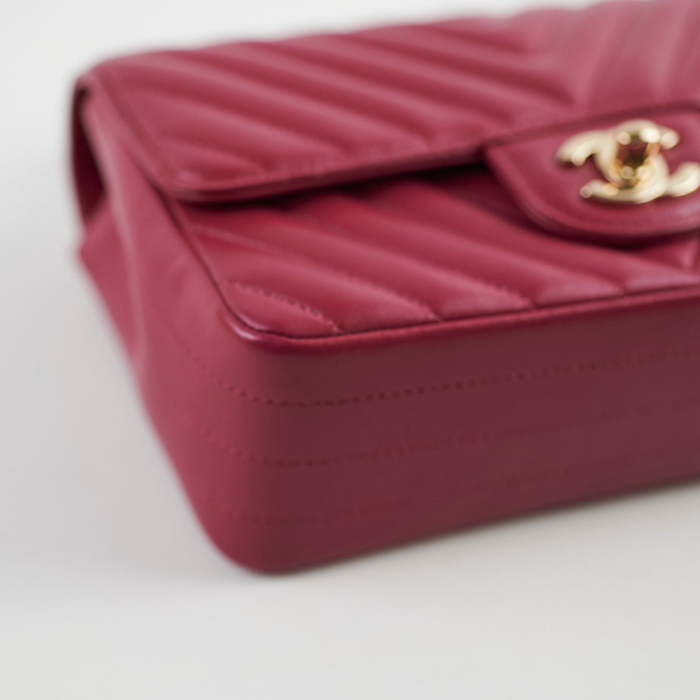 Chanel Mini Rectangular Dark Pink Chevron Lambskin