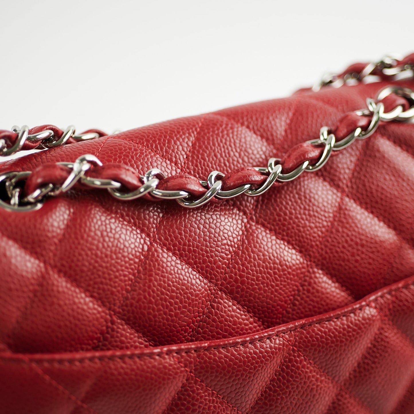 Chanel Caviar Jumbo Single Flap Red