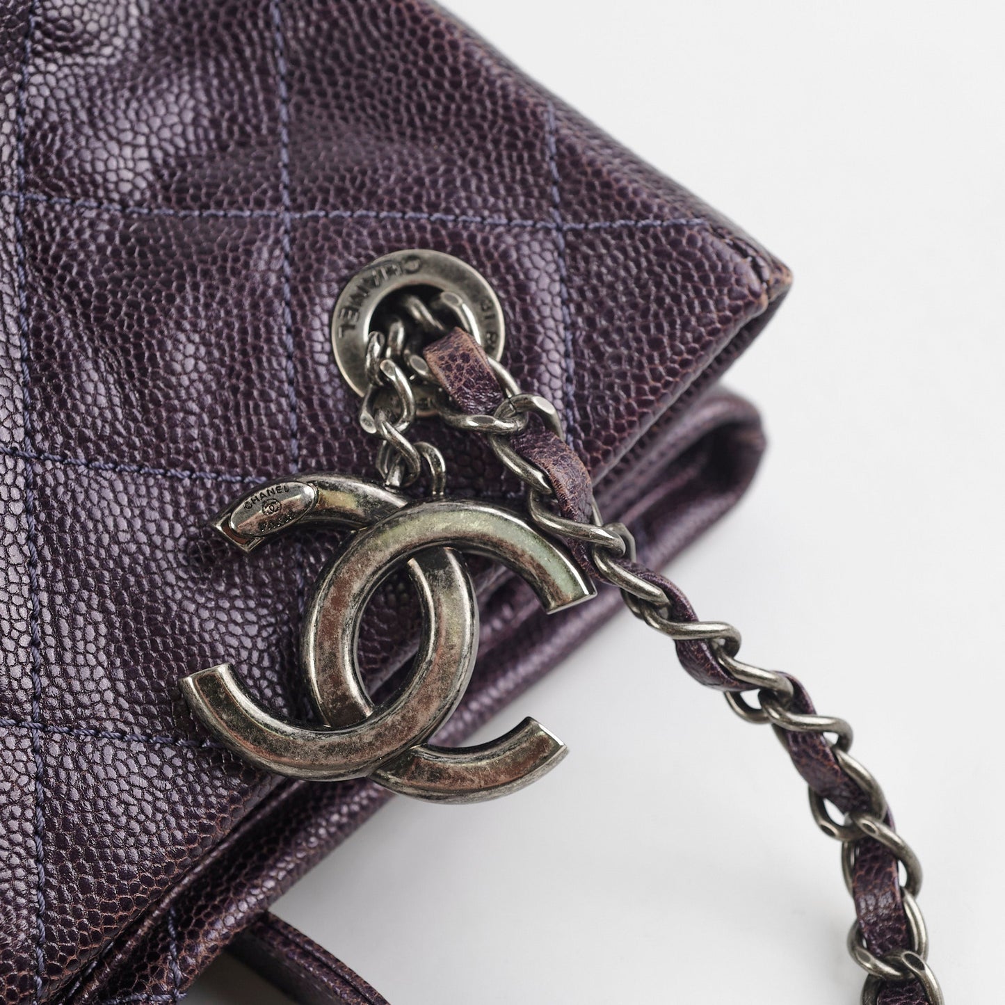Chanel Dark Purple Caviar Shoulder Bag