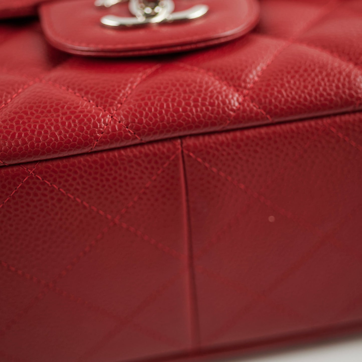 Chanel Caviar Jumbo Single Flap Red